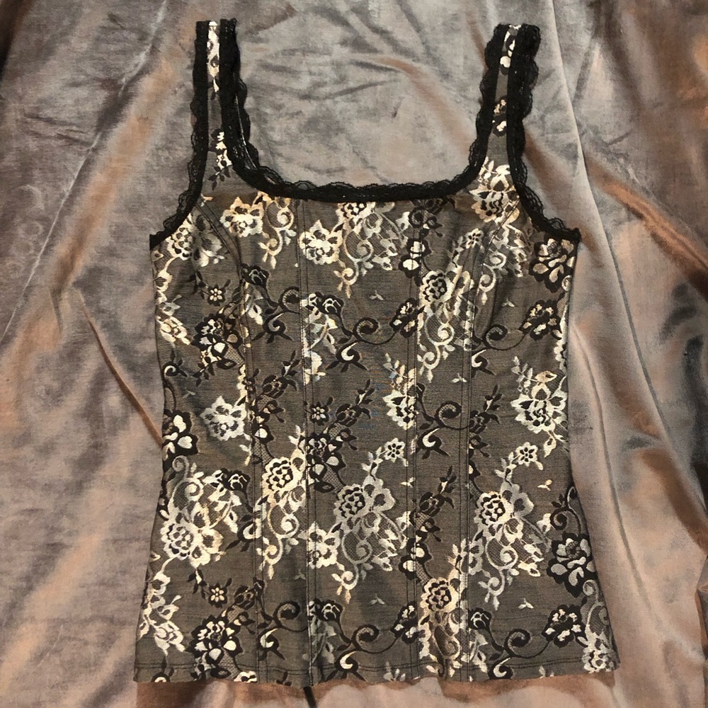 White House black market gothic corset top floral